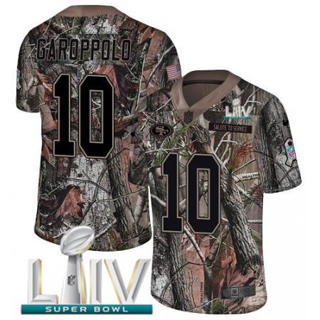 Nike 49ers #10 Jimmy Garoppolo Camo Super Bowl LIV 2020 Youth Stitched NFL Limited Rush Realtree Jersey