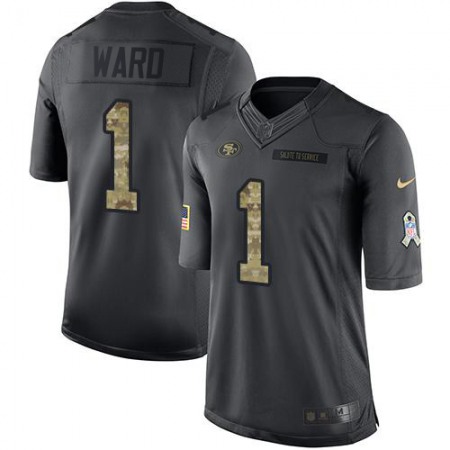 Nike 49ers #1 Jimmie Ward Black Youth Stitched NFL Limited 2016 Salute to Service Jersey