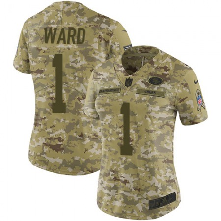 Nike 49ers #1 Jimmie Ward Camo Women's Stitched NFL Limited 2018 Salute To Service Jersey