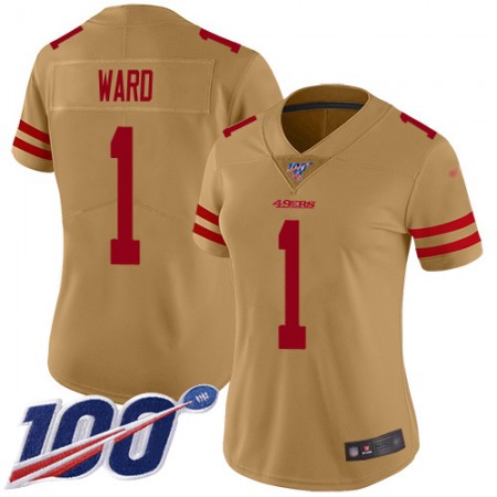 Nike 49ers #1 Jimmie Ward Gold Women's Stitched NFL Limited Inverted Legend 100th Season Jersey