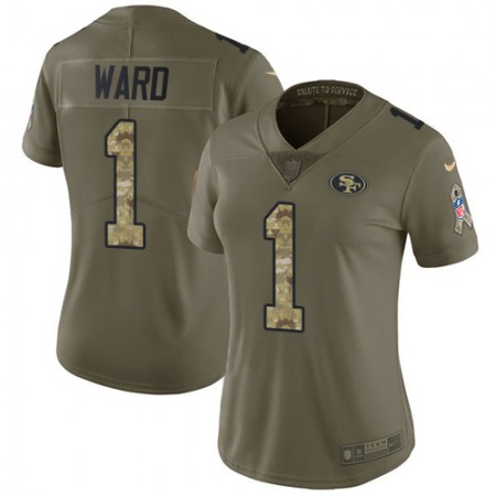 Nike 49ers #1 Jimmie Ward Olive/Camo Women's Stitched NFL Limited 2017 Salute To Service Jersey