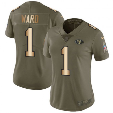 Nike 49ers #1 Jimmie Ward Olive/Gold Women's Stitched NFL Limited 2017 Salute To Service Jersey