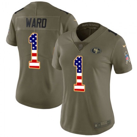 Nike 49ers #1 Jimmie Ward Olive/USA Flag Women's Stitched NFL Limited 2017 Salute To Service Jersey