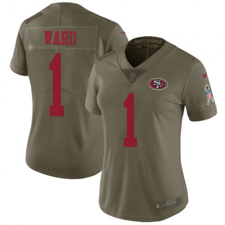 Nike 49ers #1 Jimmie Ward Olive Women's Stitched NFL Limited 2017 Salute to Service Jersey