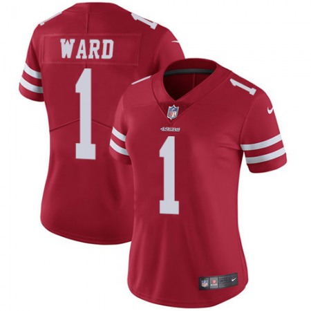 Nike 49ers #1 Jimmie Ward Red Team Color Women's Stitched NFL Vapor Untouchable Limited Jersey