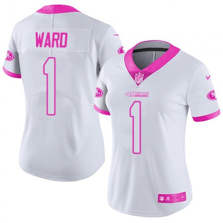 Nike 49ers #1 Jimmie Ward White/Pink Women's Stitched NFL Limited Rush Fashion Jersey