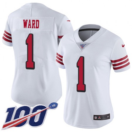 Nike 49ers #1 Jimmie Ward White Rush Women's Stitched NFL Limited 100th Season Jersey