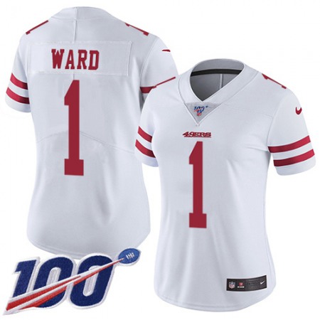 Nike 49ers #1 Jimmie Ward White Women's Stitched NFL 100th Season Vapor Limited Jersey