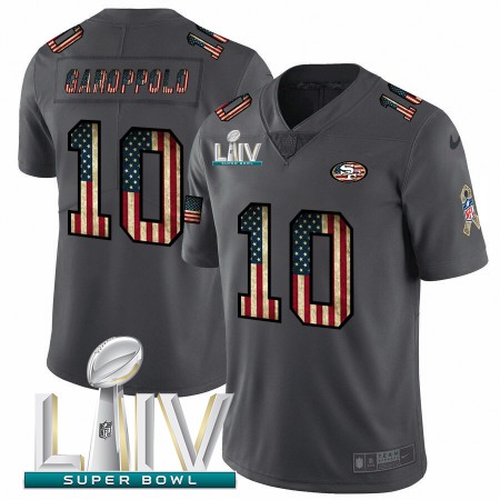 San Francisco 49ers #10 Jimmy Garoppolo Black Super Bowl LIV 2020 Nike 2018 Salute to Service Retro USA Flag Limited NFL Jersey