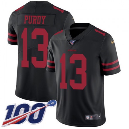 Nike 49ers #13 Brock Purdy Black Alternate Youth Stitched NFL 100th Season Vapor Limited Jersey