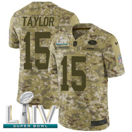 Nike 49ers #15 Trent Taylor Camo Super Bowl LIV 2020 Men's Stitched NFL Limited 2018 Salute To Service Jersey