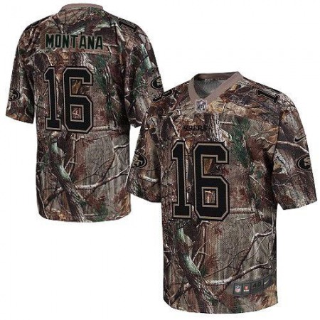 Nike 49ers #16 Joe Montana Camo Men's Stitched NFL Realtree Elite Jersey