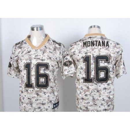 Nike 49ers #16 Joe Montana Camo USMC Men's Stitched NFL Elite Jersey