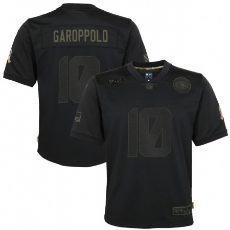 San Francisco 49ers #10 Jimmy Garoppolo Nike Youth 2020 Salute to Service Game Jersey Black