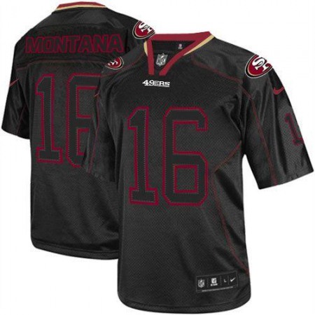 Nike 49ers #16 Joe Montana Lights Out Black Youth Stitched NFL Elite Jersey