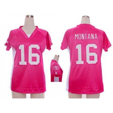 Nike 49ers #16 Joe Montana Pink Draft Him Name & Number Top Women's Stitched NFL Elite Jersey