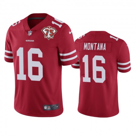 Nike 49ers #16 Joe Montana Red Youth 75th Anniversary Stitched NFL Vapor Untouchable Limited Jersey