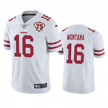 Nike 49ers #16 Joe Montana White Youth 75th Anniversary Stitched NFL Vapor Untouchable Limited Jersey