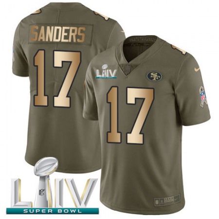 Nike 49ers #17 Emmanuel Sanders Olive/Gold Super Bowl LIV 2020 Men's Stitched NFL Limited 2017 Salute To Service Jersey