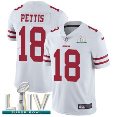 Nike 49ers #18 Dante Pettis White Super Bowl LIV 2020 Men's Stitched NFL Vapor Untouchable Limited Jersey