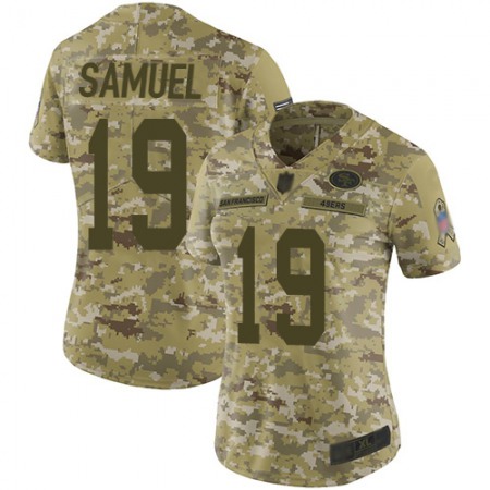 Nike 49ers #19 Deebo Samuel Camo Women's Stitched NFL Limited 2018 Salute to Service Jersey