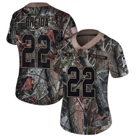 Nike 49ers #22 Matt Breida Camo Women's Stitched NFL Limited Rush Realtree Jersey