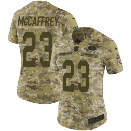 Nike 49ers #23 Christian McCaffrey Camo Women's Stitched NFL Limited 2018 Salute To Service Jersey