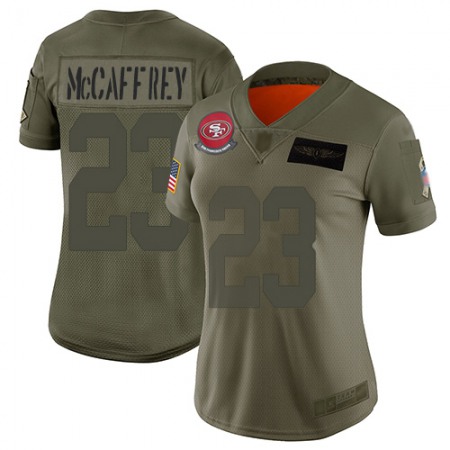 Nike 49ers #23 Christian McCaffrey Camo Women's Stitched NFL Limited 2019 Salute To Service Jersey