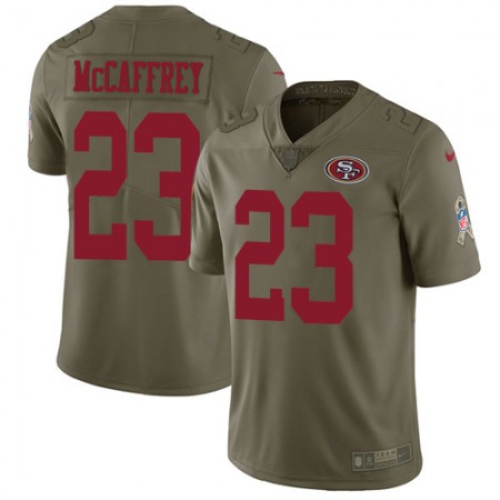 Nike 49ers #23 Christian McCaffrey Olive Men's Stitched NFL Limited 2017 Salute to Service Jersey