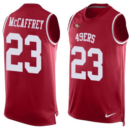 Nike 49ers #23 Christian McCaffrey Red Team Color Men's Stitched NFL Limited Tank Top Jersey