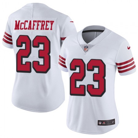 Nike 49ers #23 Christian McCaffrey White Rush Women's Stitched NFL Vapor Untouchable Limited Jersey