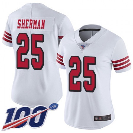 Nike 49ers #25 Richard Sherman White Rush Women's Stitched NFL Limited 100th Season Jersey