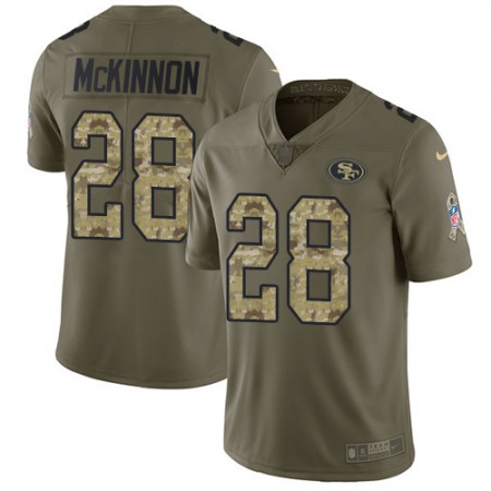 Nike 49ers #28 Jerick McKinnon Olive/Camo Men's Stitched NFL Limited 2017 Salute To Service Jersey