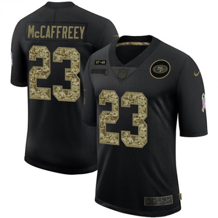 San Francisco 49ers #23 Christian McCaffrey Men's Nike 2020 Salute To Service Camo Limited NFL Jersey Black