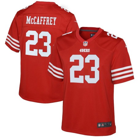 San Francisco 49ers #23 Christian McCaffrey Scarlet Youth 2022-23 Nike NFL Game Jersey