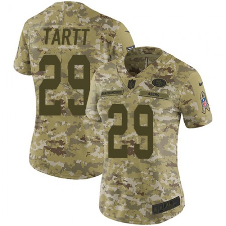 Nike 49ers #29 Jaquiski Tartt Camo Women's Stitched NFL Limited 2018 Salute to Service Jersey