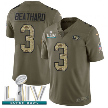 Nike 49ers #3 C.J. Beathard Olive/Camo Super Bowl LIV 2020 Youth Stitched NFL Limited 2017 Salute To Service Jersey