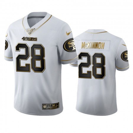 San Francisco 49ers #28 Jerick Mckinnon Men's Nike White Golden Edition Vapor Limited NFL 100 Jersey