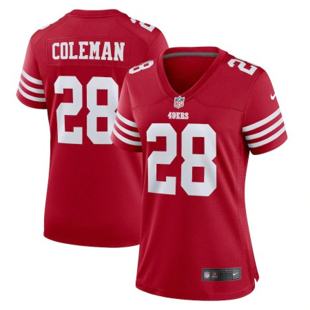 San Francisco 49ers #28 Tevin Coleman Scarlet Women's 2022-23 Nike NFL Game Jersey