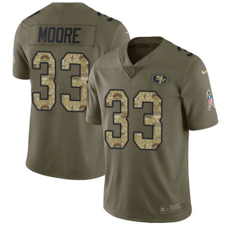 Nike 49ers #33 Tarvarius Moore Olive/Camo Men's Stitched NFL Limited 2017 Salute To Service Jersey