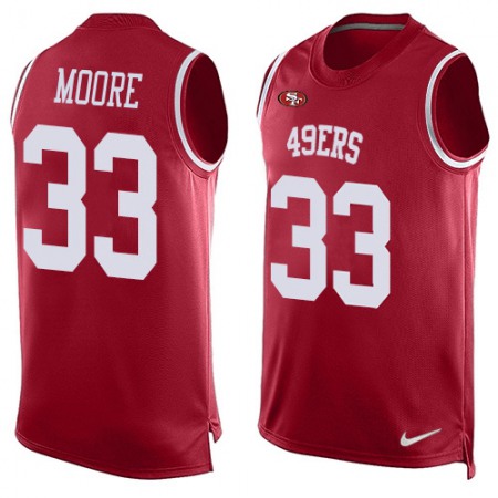 Nike 49ers #33 Tarvarius Moore Red Team Color Men's Stitched NFL Limited Tank Top Jersey