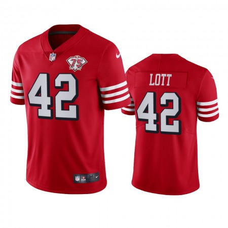 Nike 49ers #42 Ronnie Lott Red Rush Youth 75th Anniversary Stitched NFL Vapor Untouchable Limited Jersey