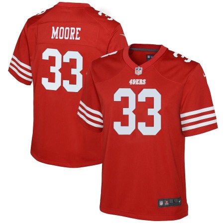 San Francisco 49ers #33 Tarvarius Moore Scarlet Youth 2022-23 Nike NFL Game Jersey