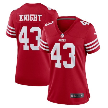 San Francisco 49ers #43 Qwuantrezz Knight Scarlet Women's 2022-23 Nike NFL Game Jersey