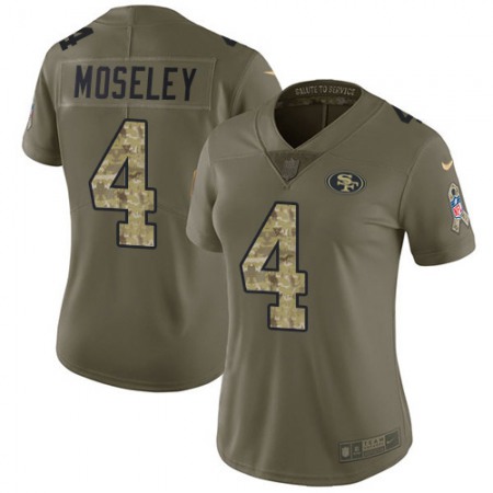 San Francisco 49ers #4 Emmanuel Moseley Olive/Camo Women's Stitched NFL Limited 2017 Salute to Service Jersey