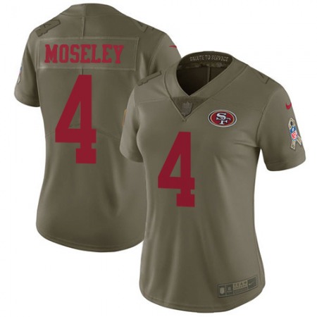 San Francisco 49ers #4 Emmanuel Moseley Olive Women's Stitched NFL Limited 2017 Salute to Service Jersey