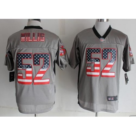 Nike 49ers #52 Patrick Willis Grey Men's Stitched NFL Elite USA Flag Fashion Jersey