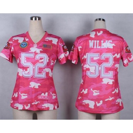 Nike 49ers #52 Patrick Willis Pink Women's Stitched NFL Elite Camo Fashion Jersey