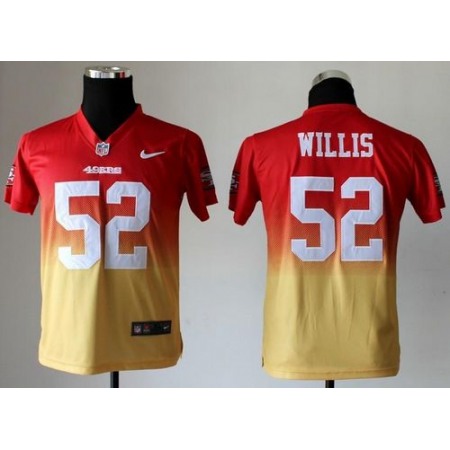 Nike 49ers #52 Patrick Willis Red/Gold Youth Stitched NFL Elite Fadeaway Fashion Jersey