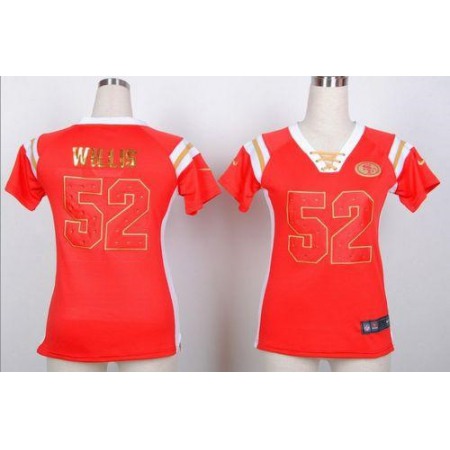 Nike 49ers #52 Patrick Willis Red Women's Stitched NFL Elite Draft Him Shimmer Jersey